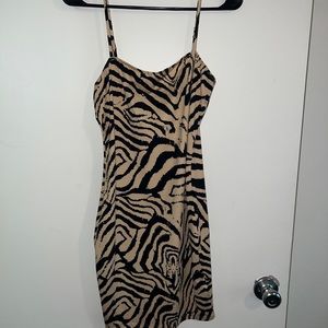This is a sexy animal print mini dress. Perfect for a night out